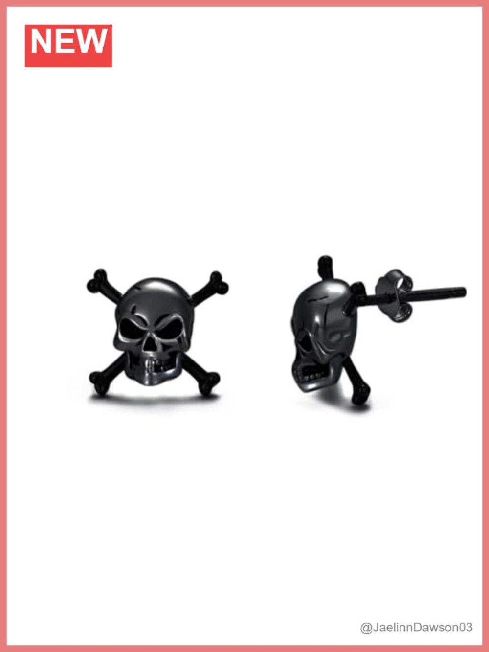 925 Sterling Silver Skull Stud Earrings Punk Goth Gift Box